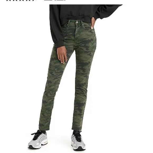New Levi's Andie Green Camo 721 High-Rise Skinny Jeans Women pants size 0 - Picture 4 of 7